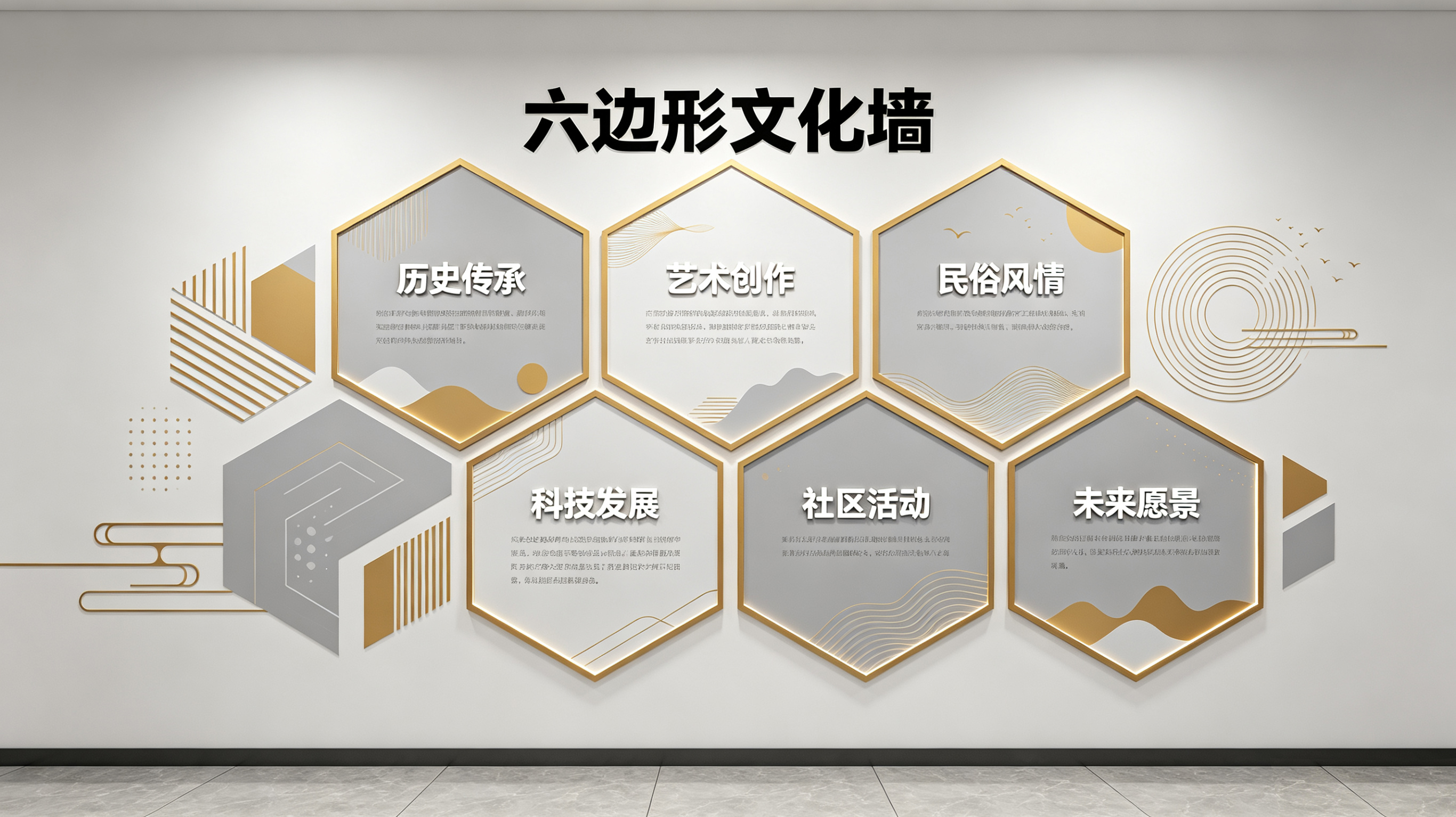 石渠企业文化墙 | 六边形信息美学